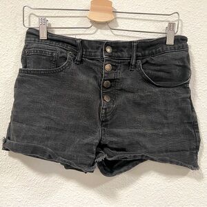 J. Crew Factory Size 28 Button-front Fly Washed Black Jean Denim Short AW457